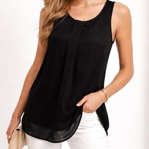 EUC LN AB Studio Black Semi-Sheer Sleeveless Tunic Dress Top Size M